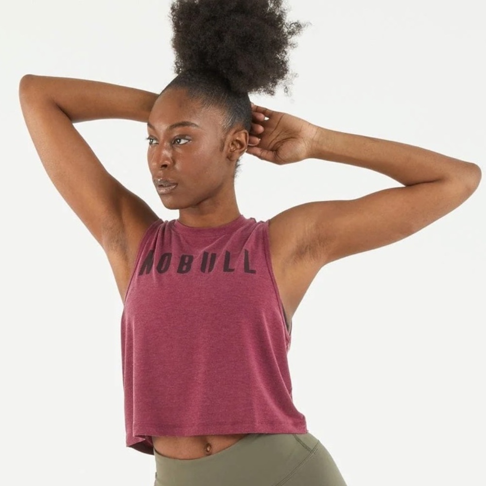 NOBULL Maroon Crop Muscle Tank with Black Logo xs